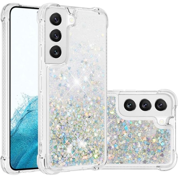 New BICHONG Compatible with Samsung Galaxy S22 Glitter Luxury Cute Love Liquid - Picture 2 of 10